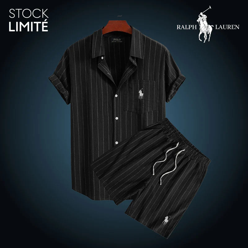 Men’s Summer Striped Shirt & Shorts Set