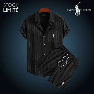 Men’s Summer Striped Shirt & Shorts Set