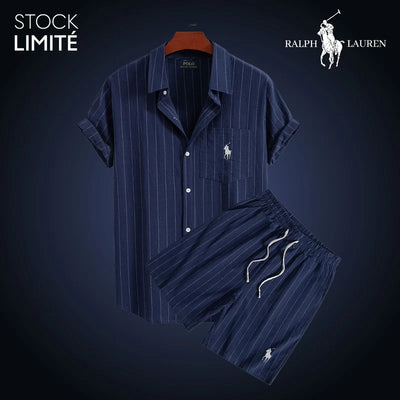 Men’s Summer Striped Shirt & Shorts Set