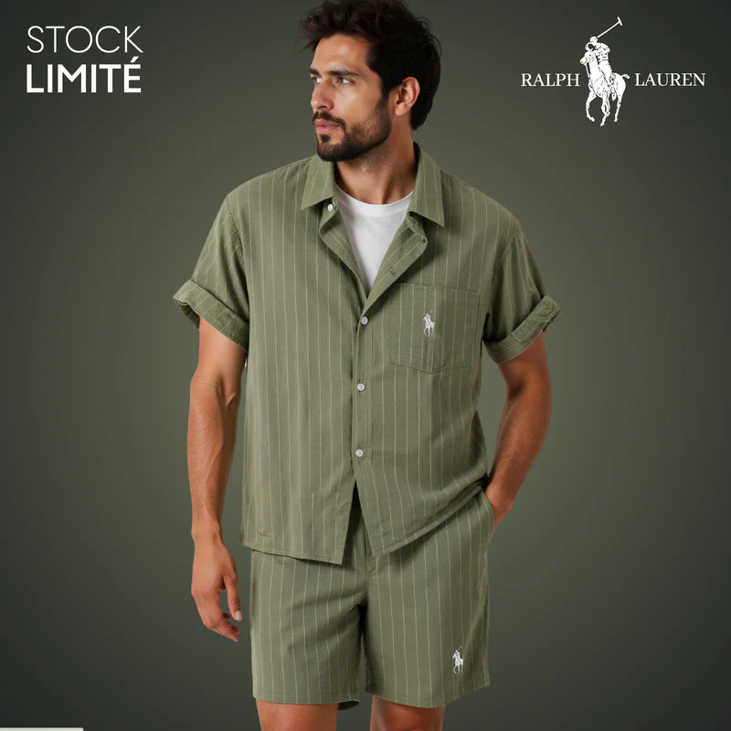 Men’s Summer Striped Shirt & Shorts Set