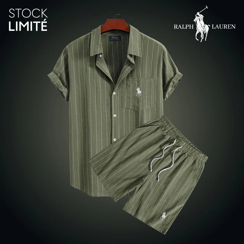 Men’s Summer Striped Shirt & Shorts Set