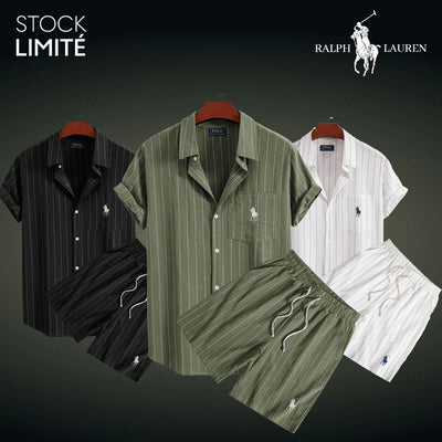 Men’s Summer Striped Shirt & Shorts Set