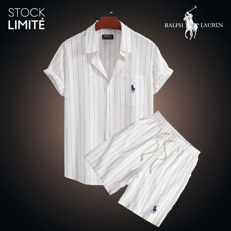 Men’s Summer Striped Shirt & Shorts Set