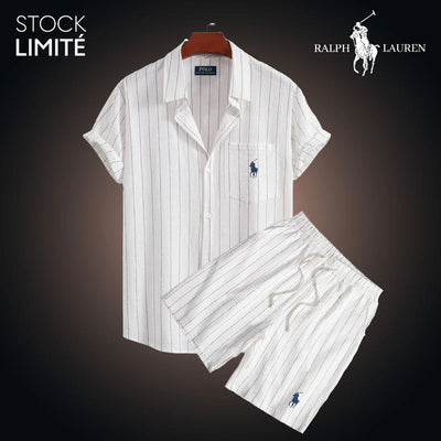 Men’s Summer Striped Shirt & Shorts Set